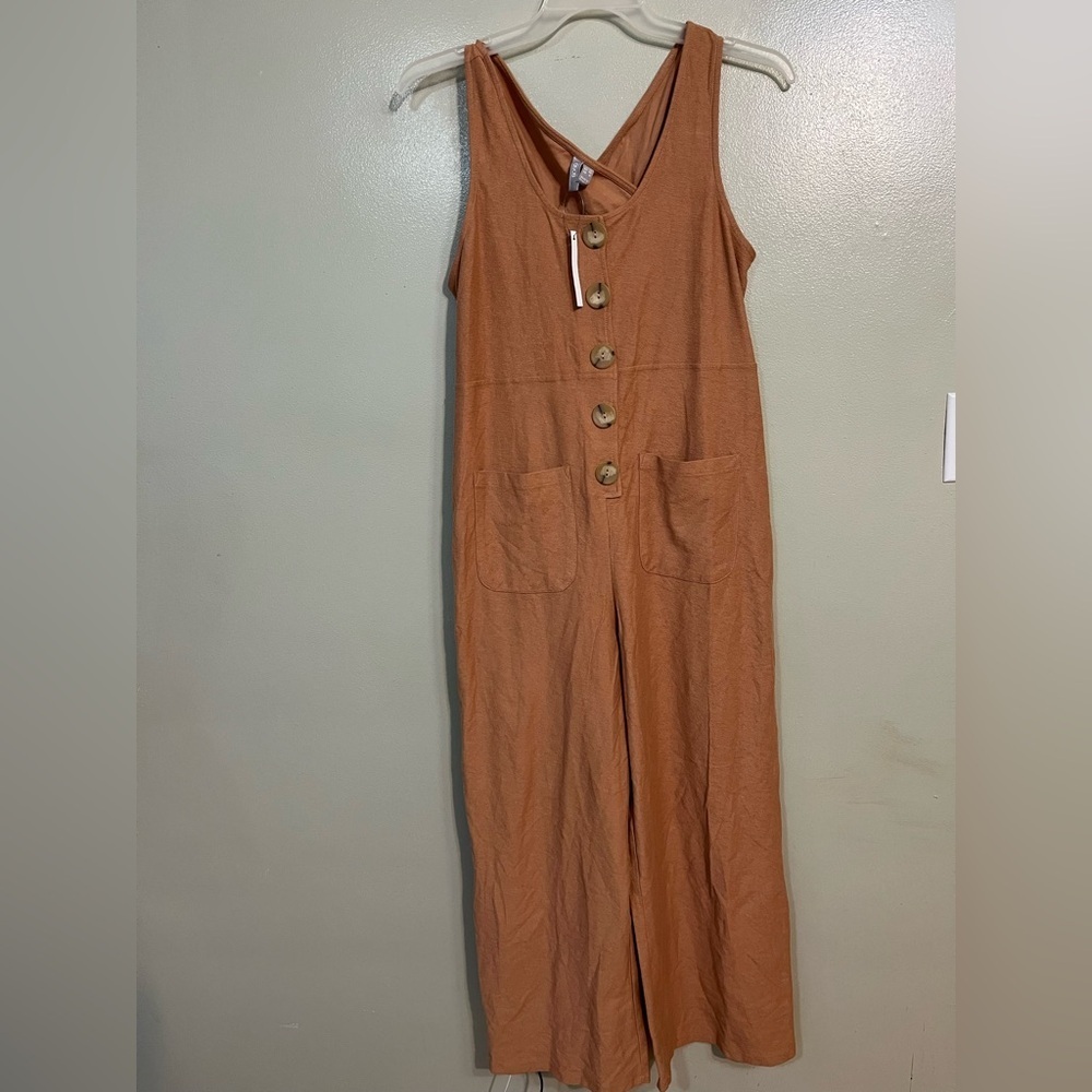ASOS Women's Rusty Jumpsuit with Button Detail Wide Leg 100% Cotton Crop 8 NWT